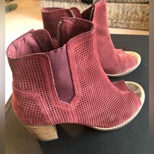 TOMS Burgundy Majorca Peep Toe Ankle Boots